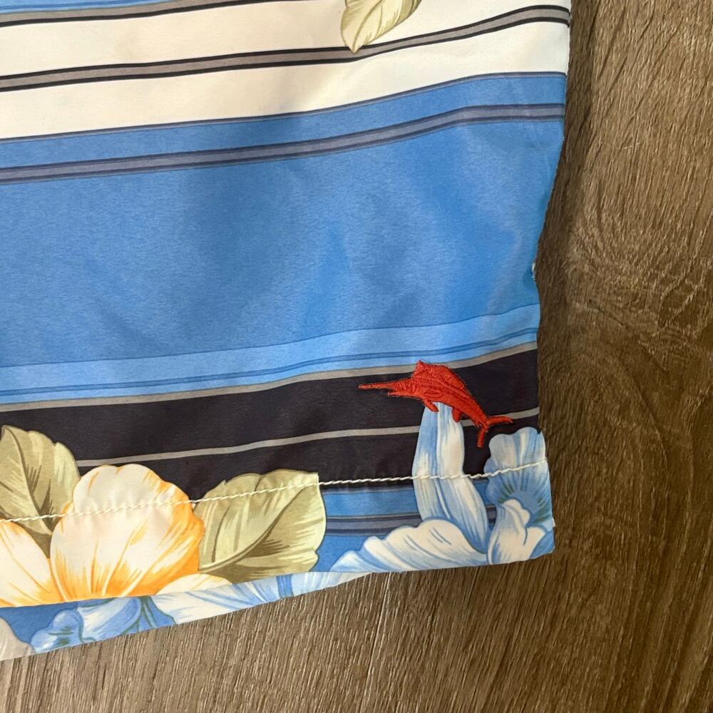 Tommy Bahama Relax Swim Trunks XL Blue Floral Stripe Beach Shorts - Picture 4 of 12